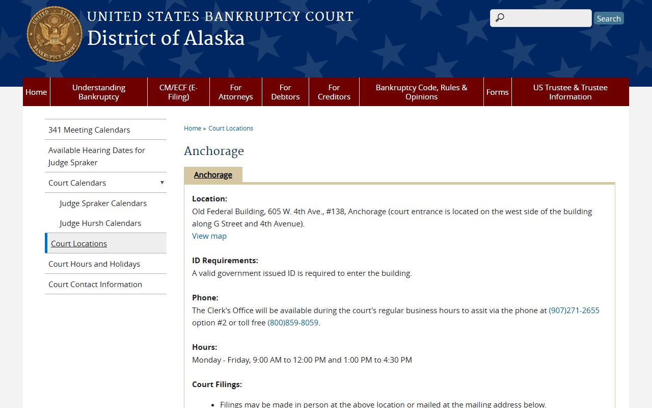 Anchorage bankruptcy records U.S. Bankruptcy Court Anchorage office