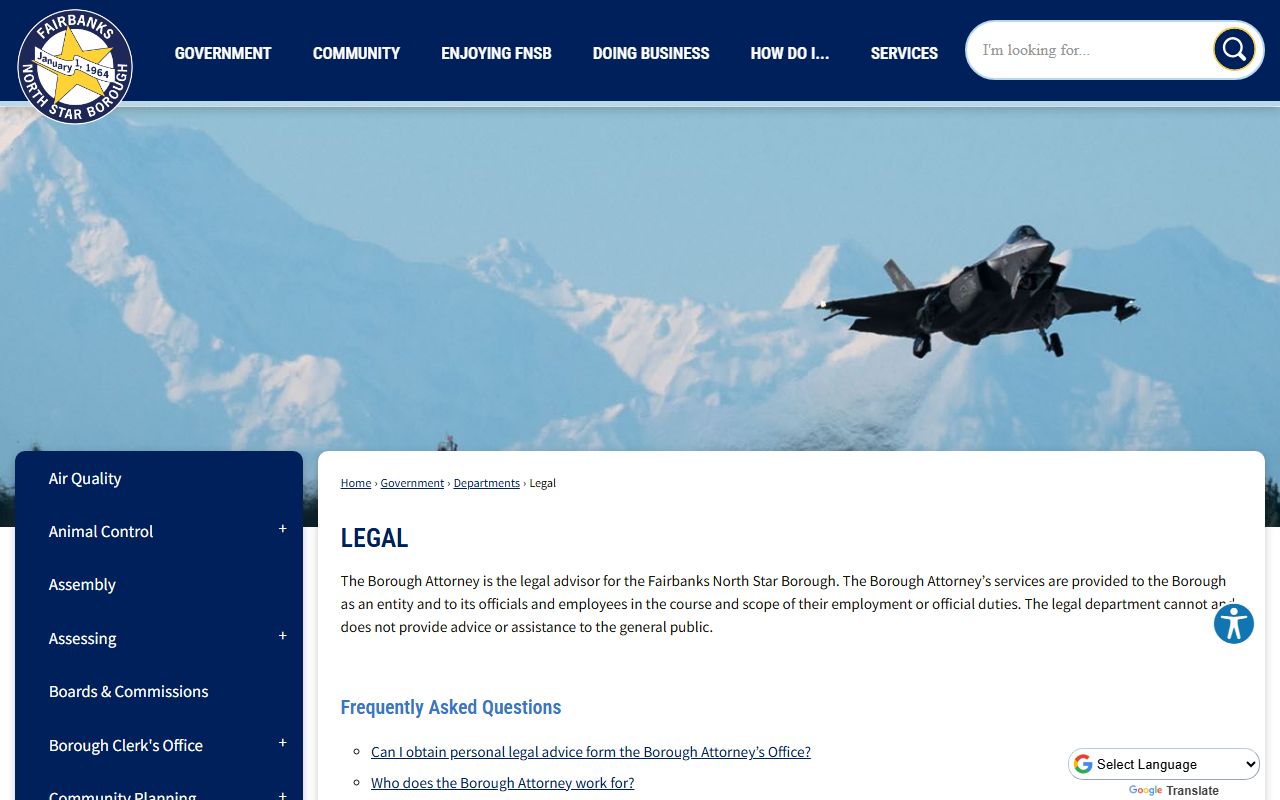 Fairbanks North Star Borough legal department for bankruptcy records reference