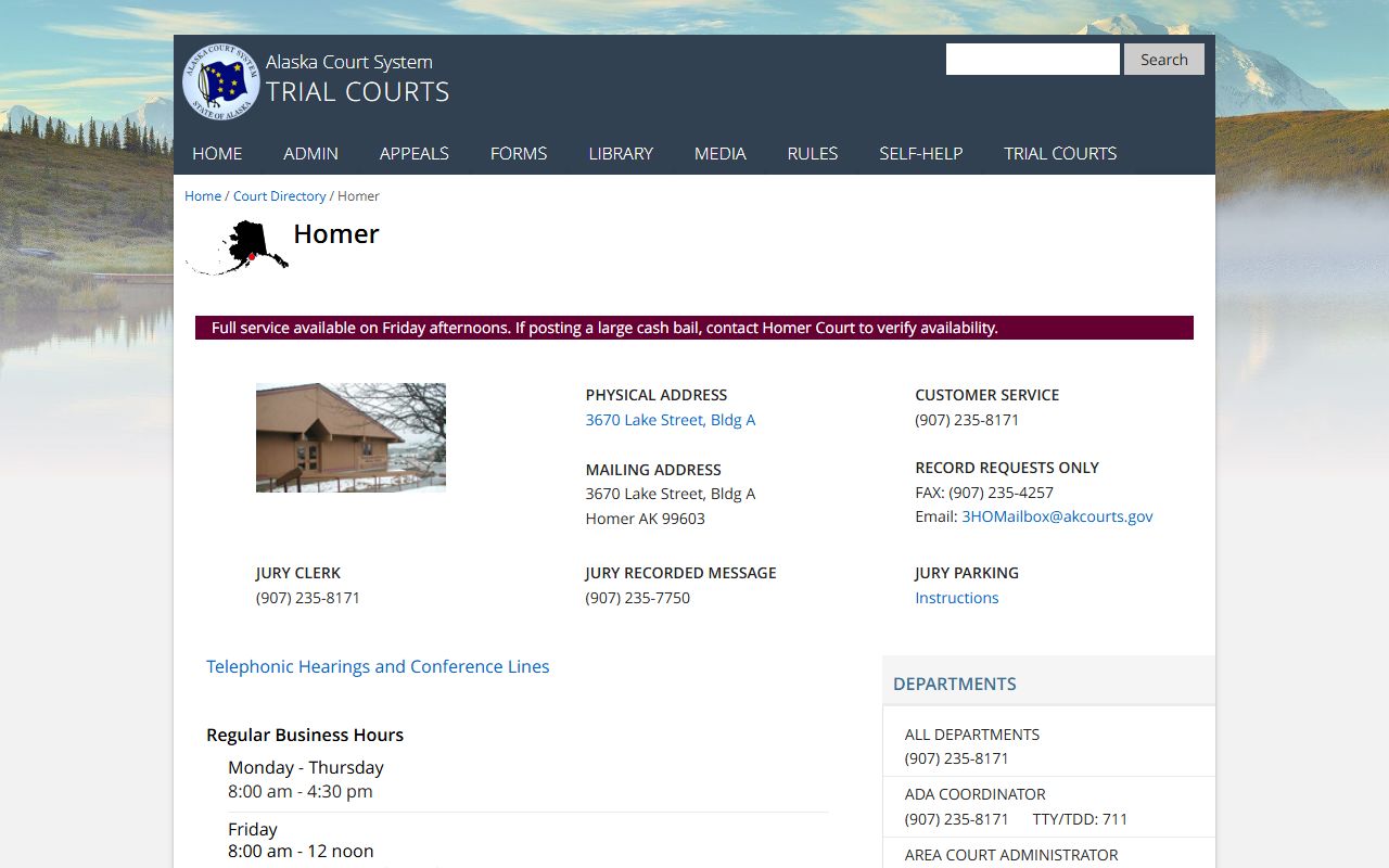 Homer bankruptcy records Homer Court state court location