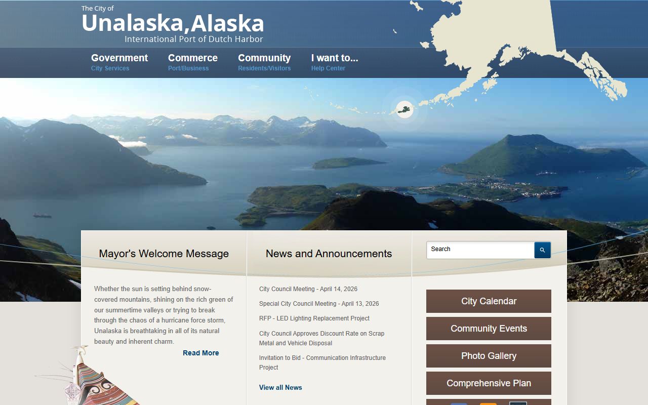 City of Unalaska official website for public records
