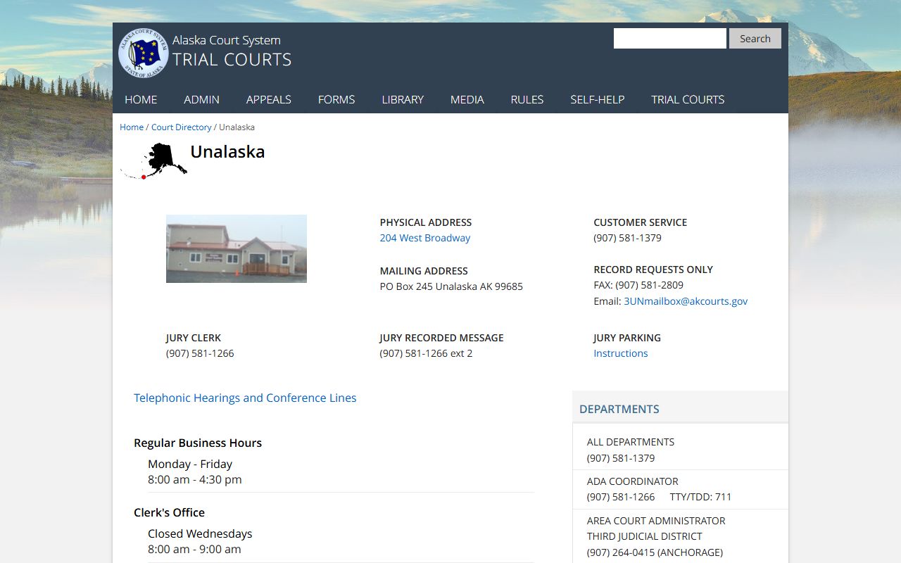 Aleutians West Census Area Alaska Court System Unalaska bankruptcy records reference
