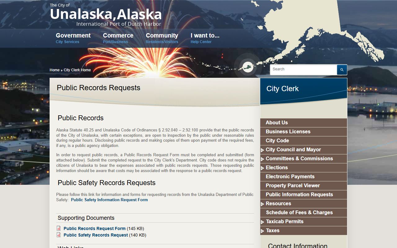 Aleutians West Census Area City of Unalaska public records bankruptcy records reference