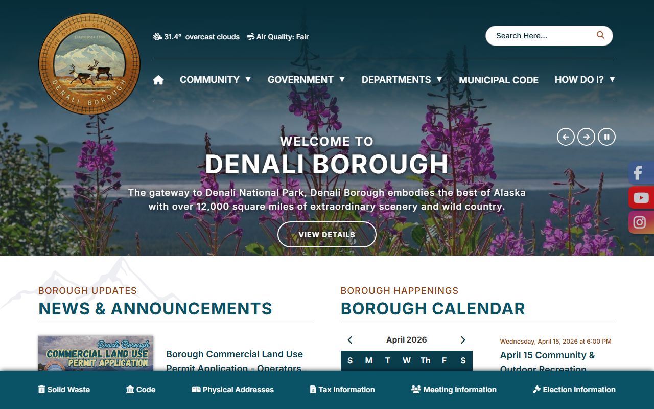 Denali Borough official website bankruptcy records and public records