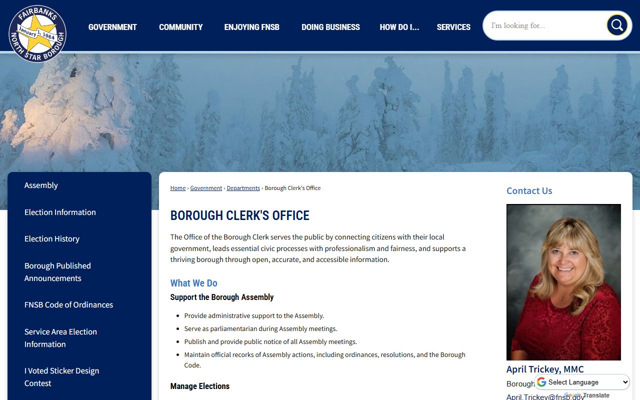 Fairbanks North Star Borough official website for local records and government services