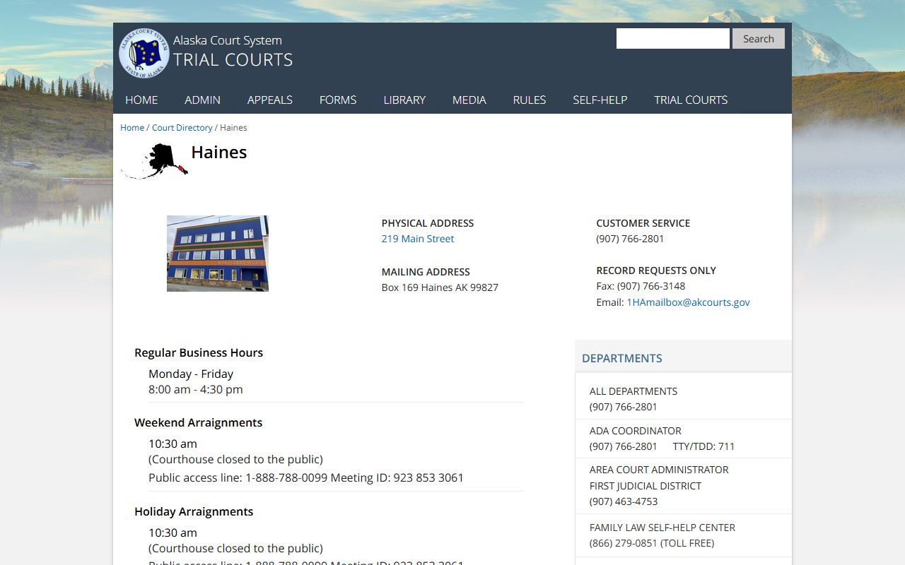 Haines Court building Haines Borough bankruptcy records context