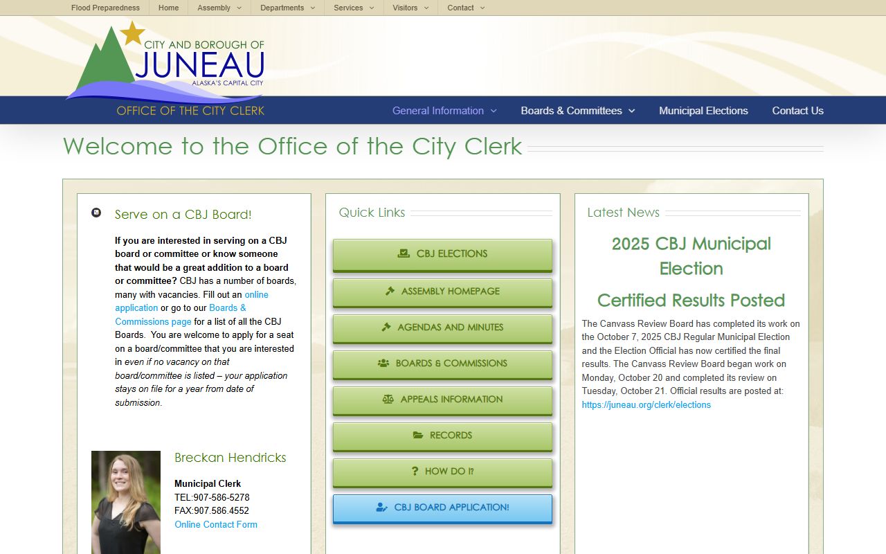 City and Borough of Juneau municipal clerk office bankruptcy records