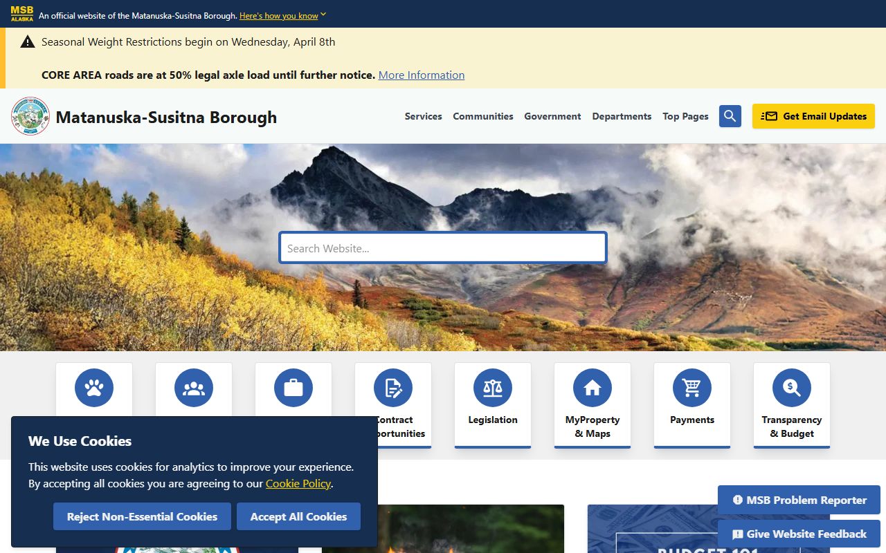 Matanuska-Susitna Borough Government official website for local records and borough services