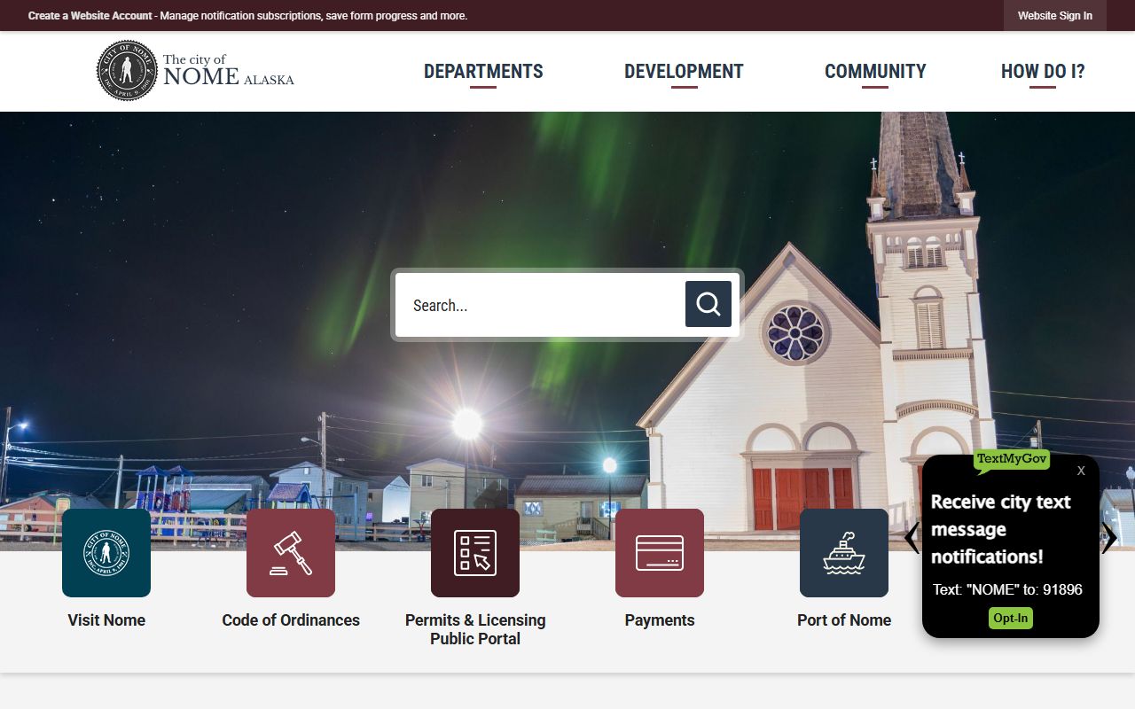 Nome Census Area official city website for local records and government information